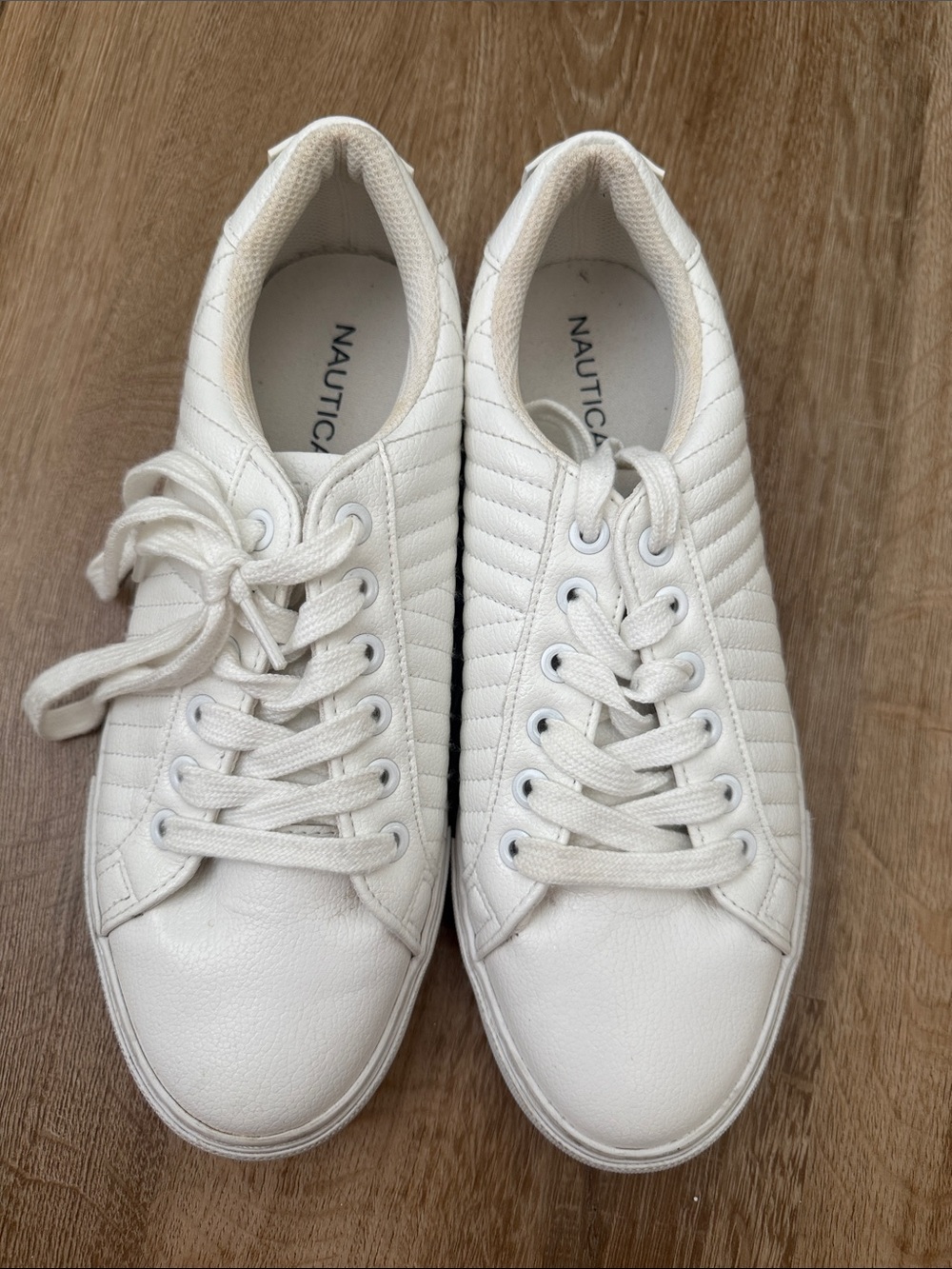 Nautica Women’s Quilted Off-White Lace-Up Sneakers